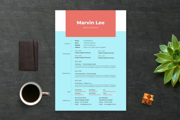 素色个人简历履历设计模板下载v5 Cv / Resume vol.5