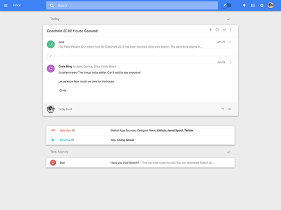 Google Inbox Template素材之家精选sketch素材