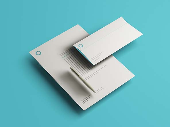 企业VI设计办公用品立体悬浮效果图样机 Floating Identity Mockup