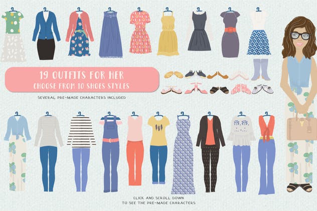 水彩卡通人物形象设计工具 Custom Character Creation Kit插图(5)