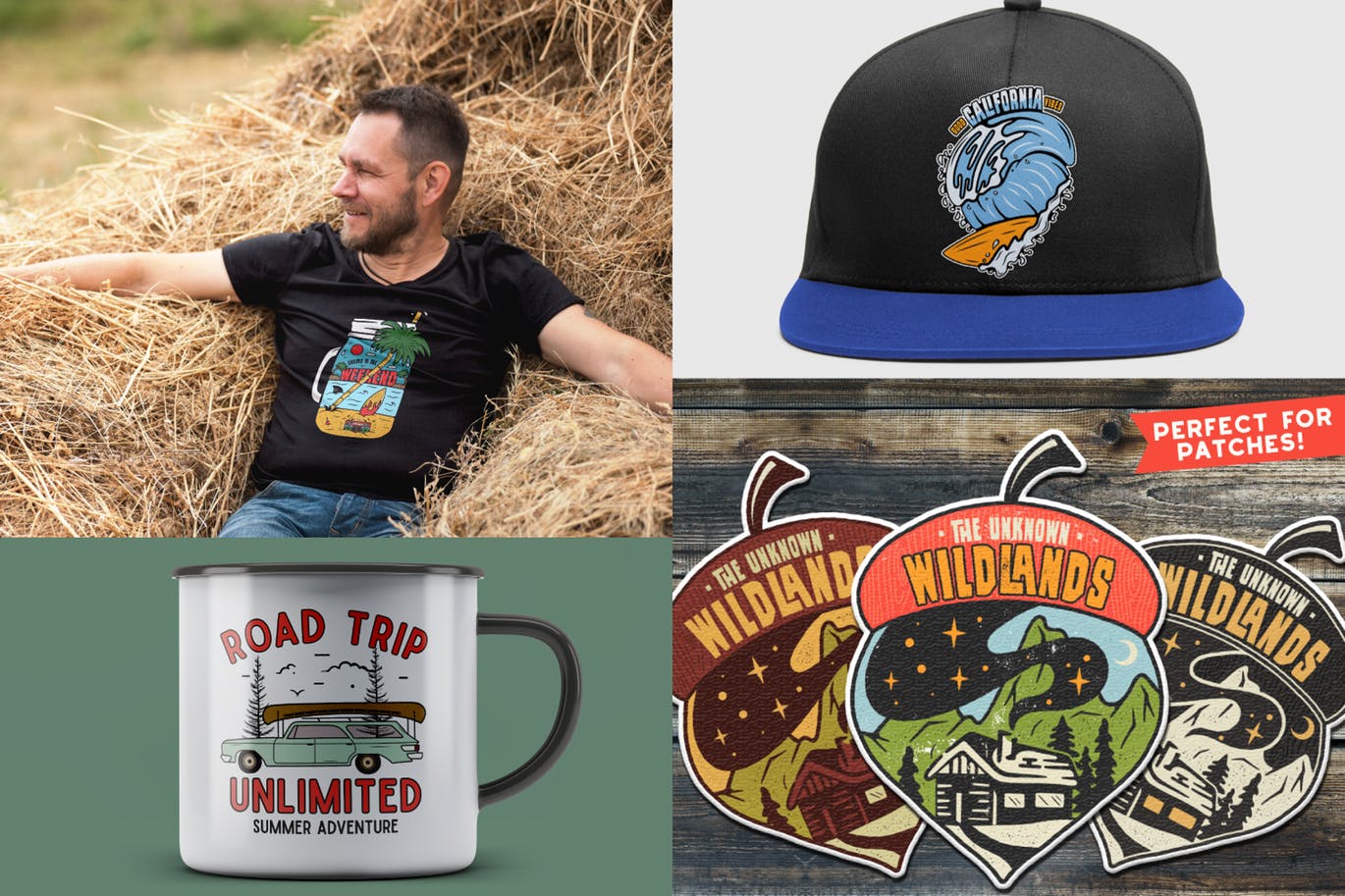 复古户外运动品牌Logo/野营探险徽章设计模板 Retro Outdoor Logos Set, Camping Adventure Badges插图(3)