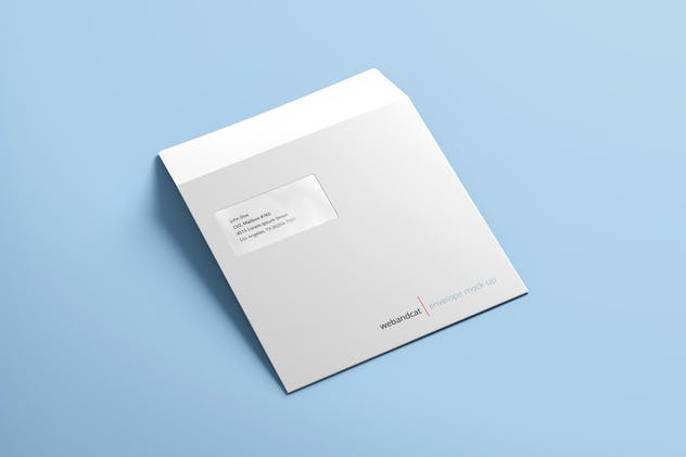 方形信封设计图样机素材库精选模板 Square Envelope Mock-up插图(3)