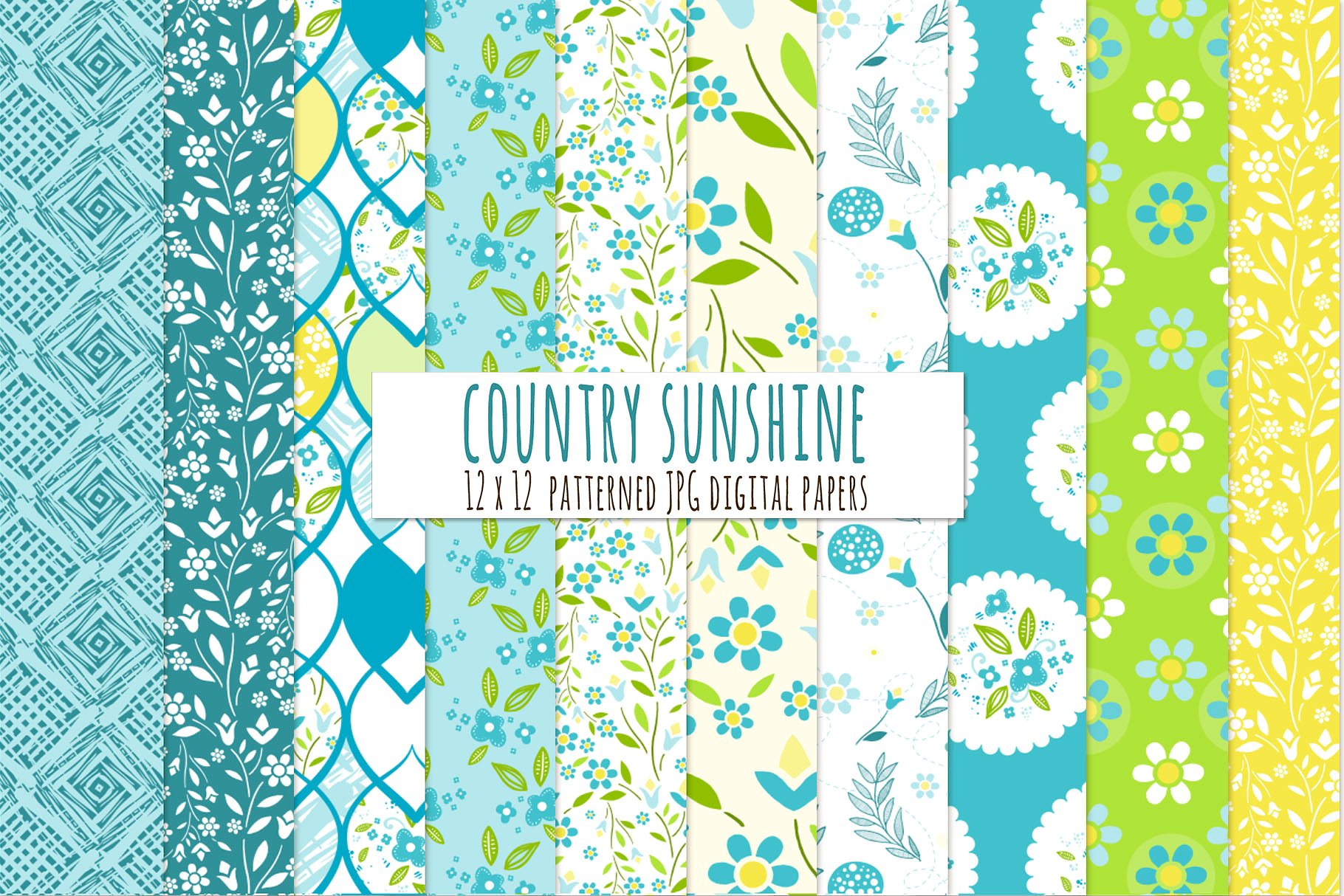 乡村花卉图案数码纸张纹理 Country Flower Pattern Digital Paper插图(3)