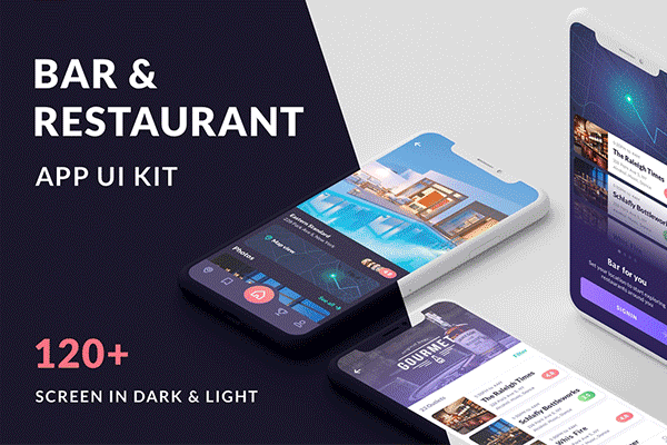 素材库下午茶：高端iOS餐厅酒吧相关的APP UI KITS下载[Sketch,PSD]