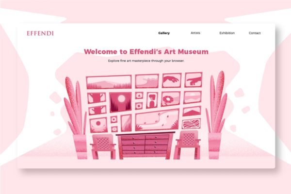 美术馆创意画展网站Banner&amp;着陆页模板 Art Museum – Banner &amp; Landing Page