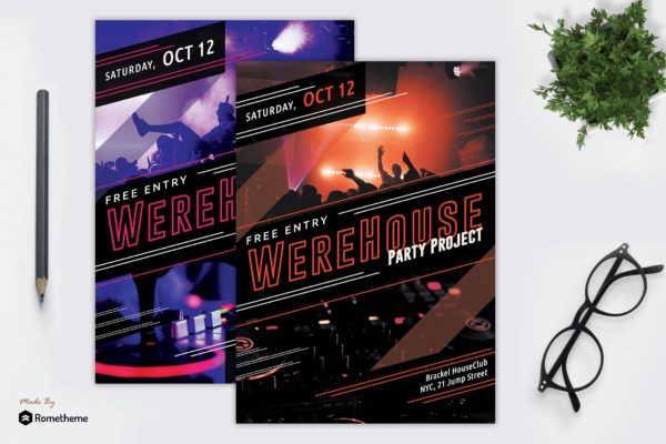 跳跃音乐主题派对活动海报设计模板 Jump – Music Party Flyer Template