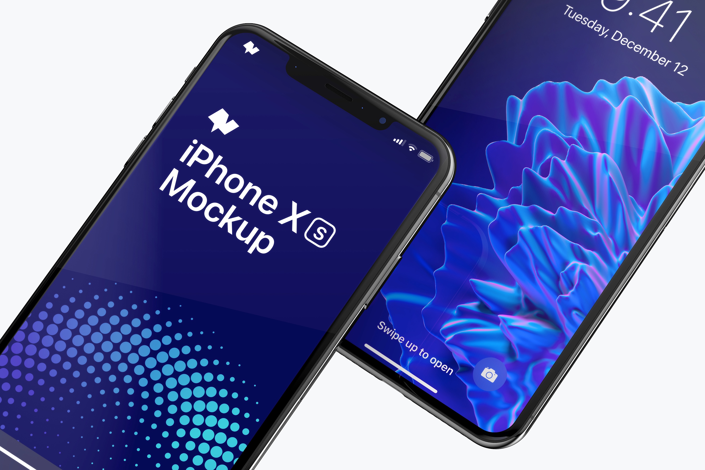 iPhone XS Max手机屏幕UI设计预览图样机模板 iPhone XS Max Mockup, Close Up插图