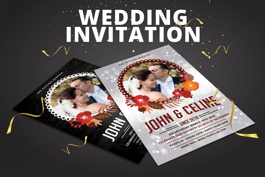 婚礼邀请函模板 Wedding Invitation插图