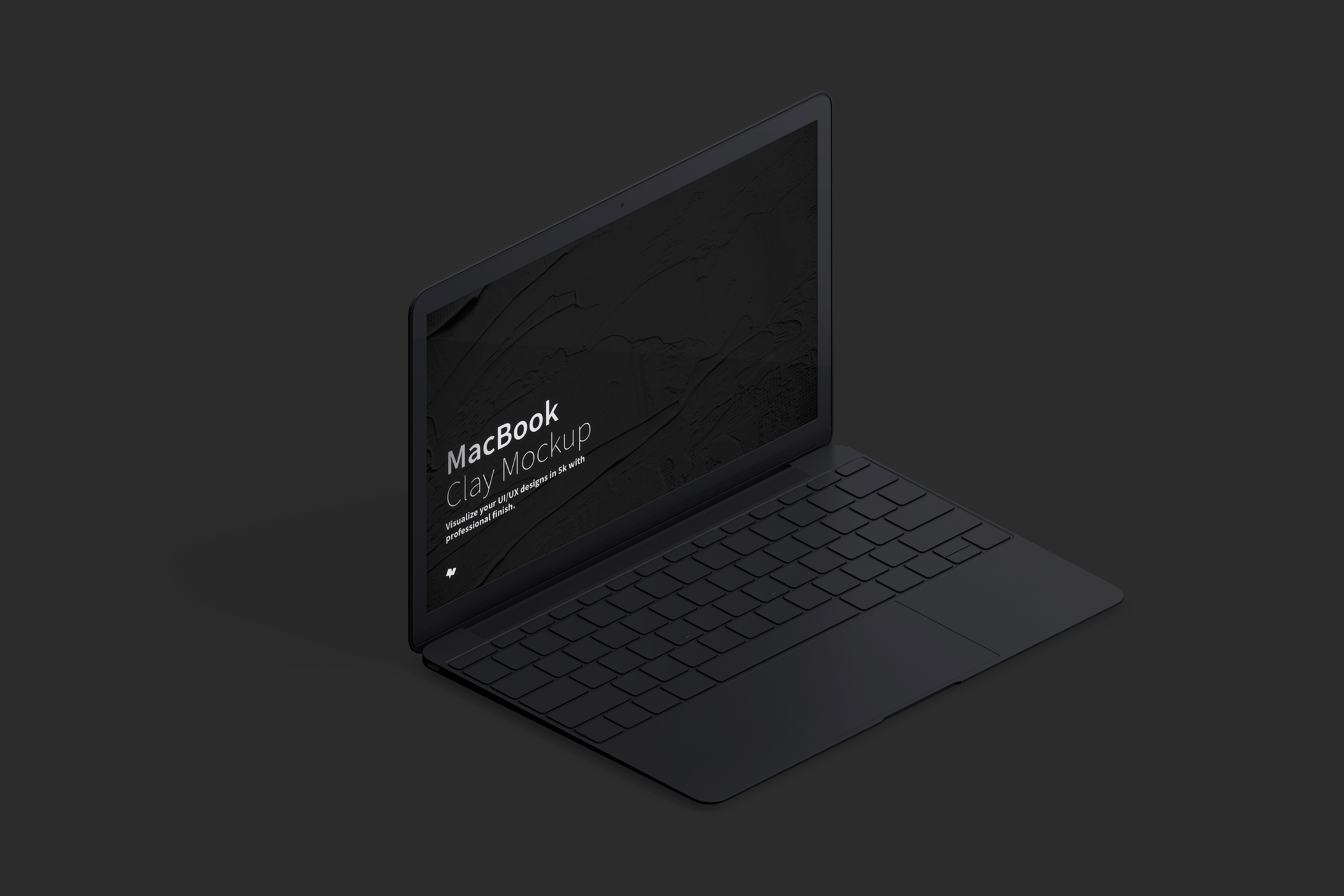 MacBook超极本屏幕演示效果左视图样机 Clay MacBook Mockup, Isometric Left View插图(4)