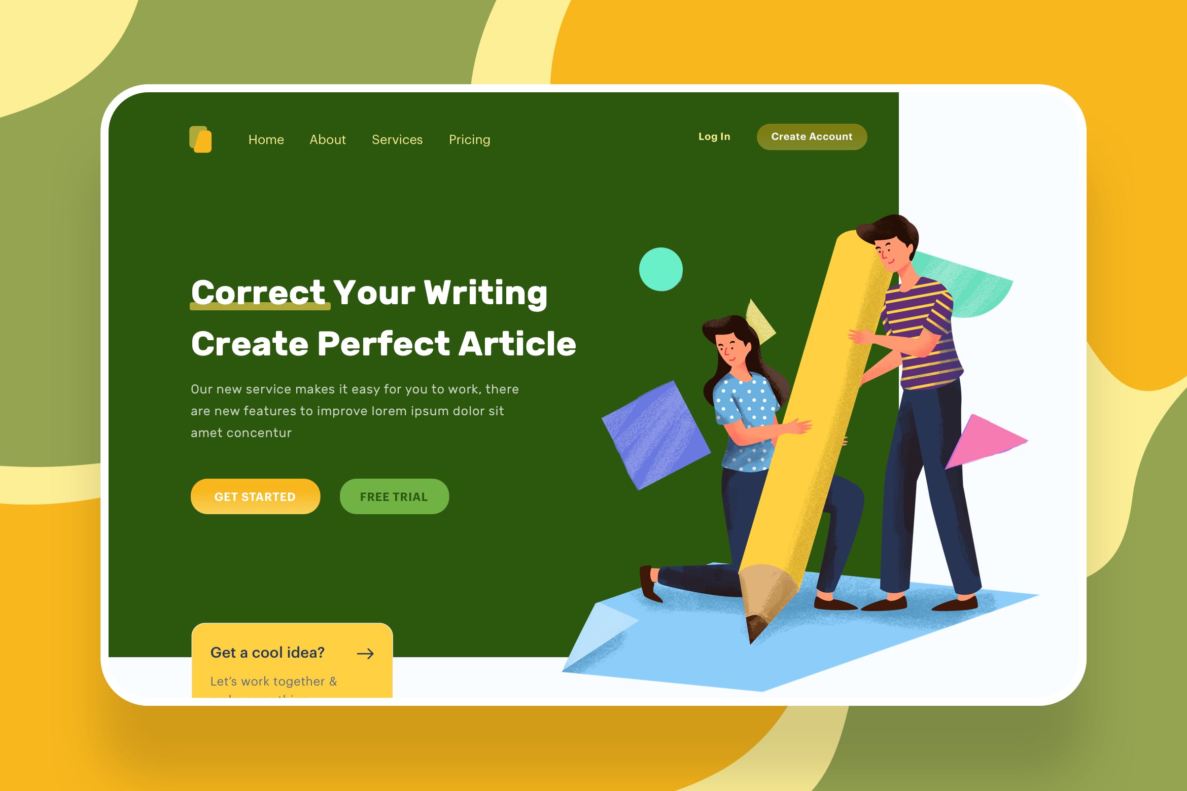 语法纠正写作主题网站设计矢量插画素材 Correct Your Writing Illustration – Website Header插图