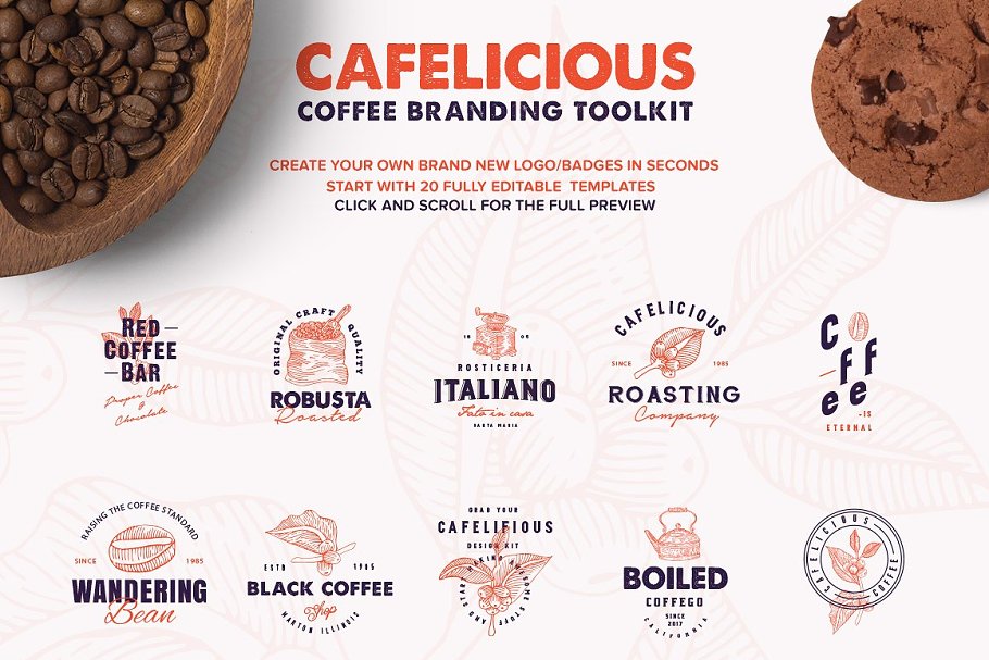 咖啡品牌专业Logo设计模板合集 Cafelicious – Coffee Branding Kit插图(2)