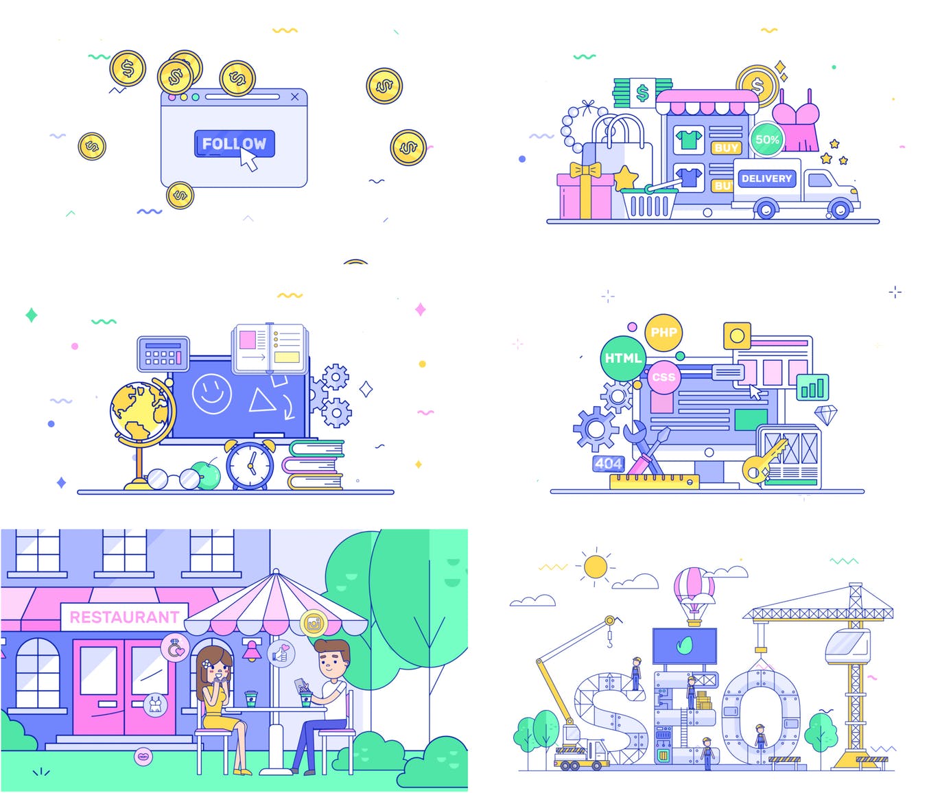 70款互联网场景化概念插画PSD模板合集 Explainer Graphics Toolkit插图(9)