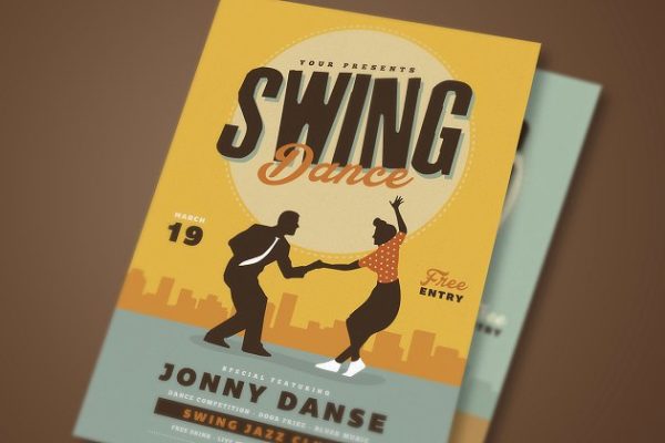复古情怀舞会派对传单模板 Retro Swing Dance Party Flyer
