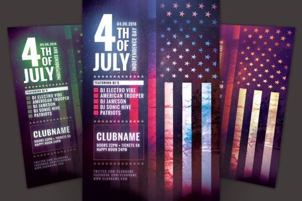 美国独立日活动海报设计模板 Fourth of July Flyer Template