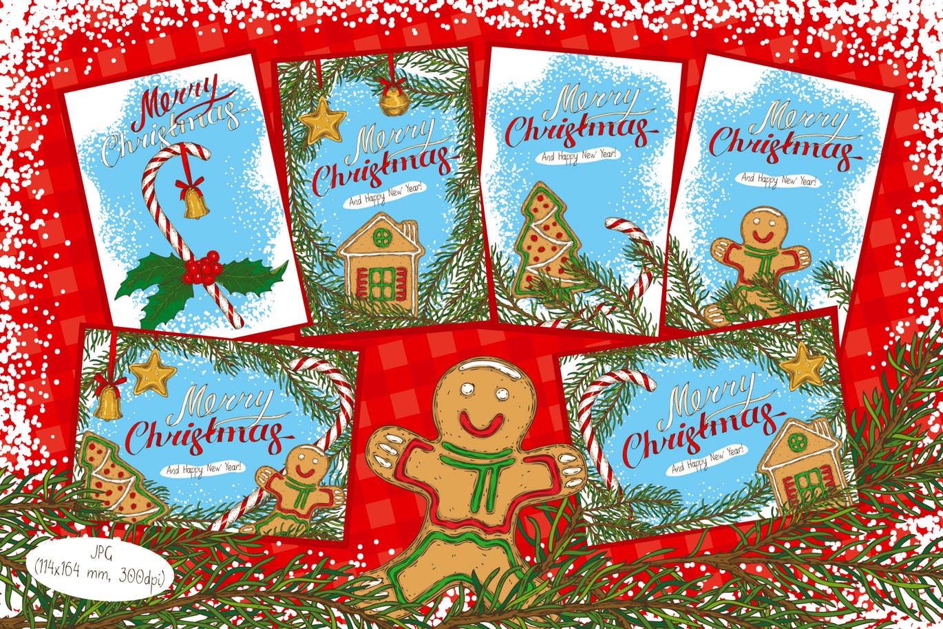 创意圣诞节主题设计矢量图案素材包 Merry Christmas Design Set插图(5)