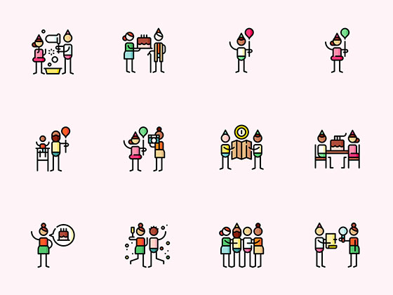 50 枚生日聚会彩色图标素材之家精选sketch素材