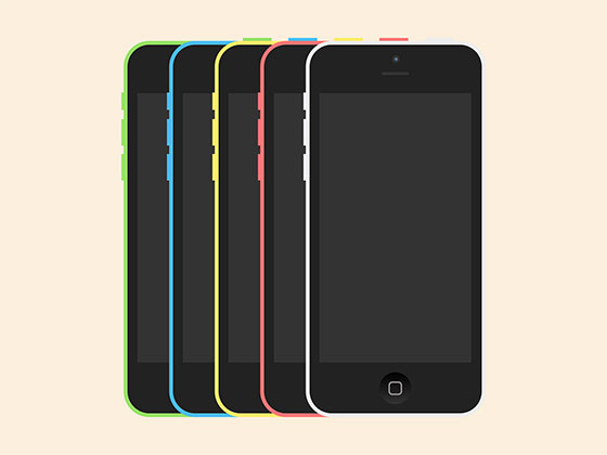 iPhone 5C Flat Mockups素材之家精选sketch素材