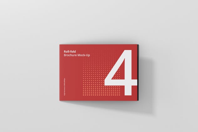 高分辨率折叠传单宣传册样机模板 Roll Fold Brochure Mockup Landscape Din A4 A5 A6插图(10)