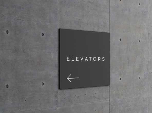 方形墙体指示标志设计效果图样机 Square Wall Sign Mockup