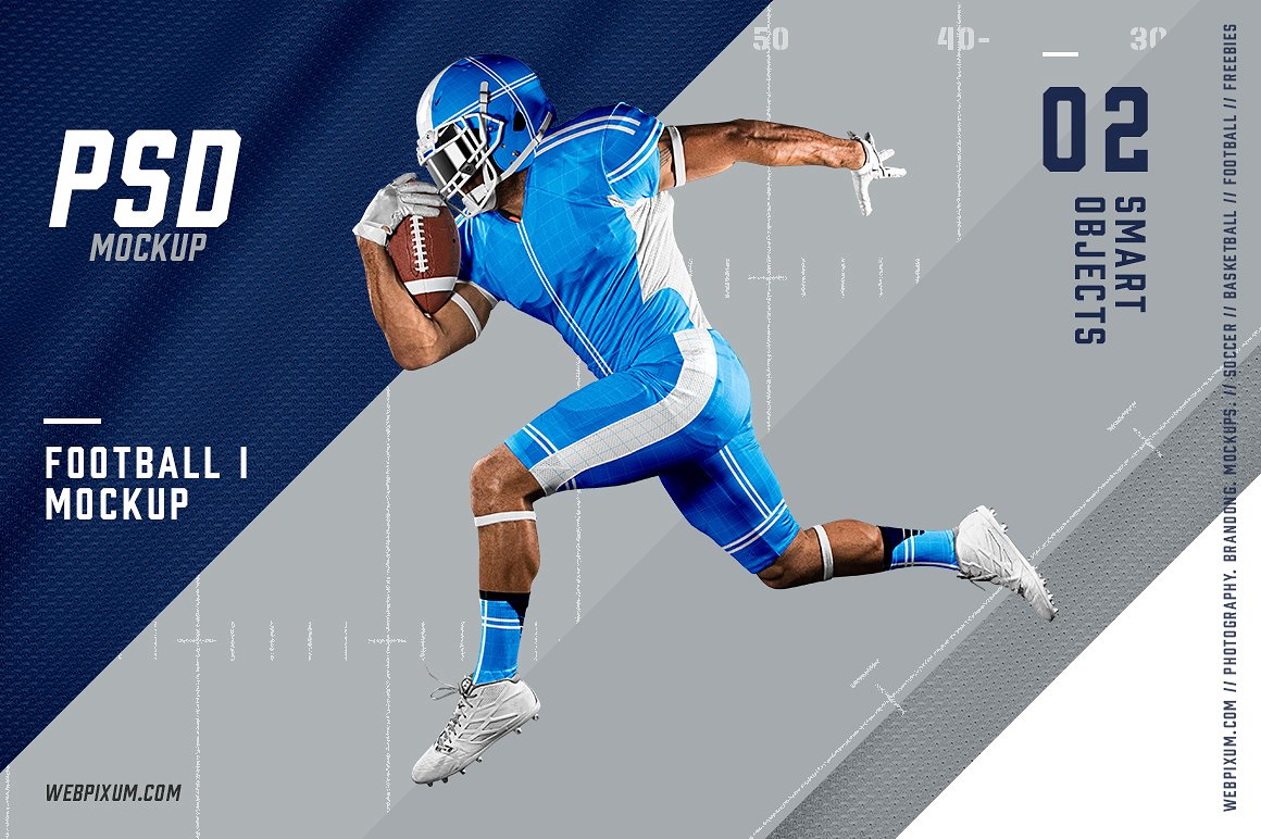 高品质的橄榄球装备展示样机 Football I Mockup Template [psd]插图(1)