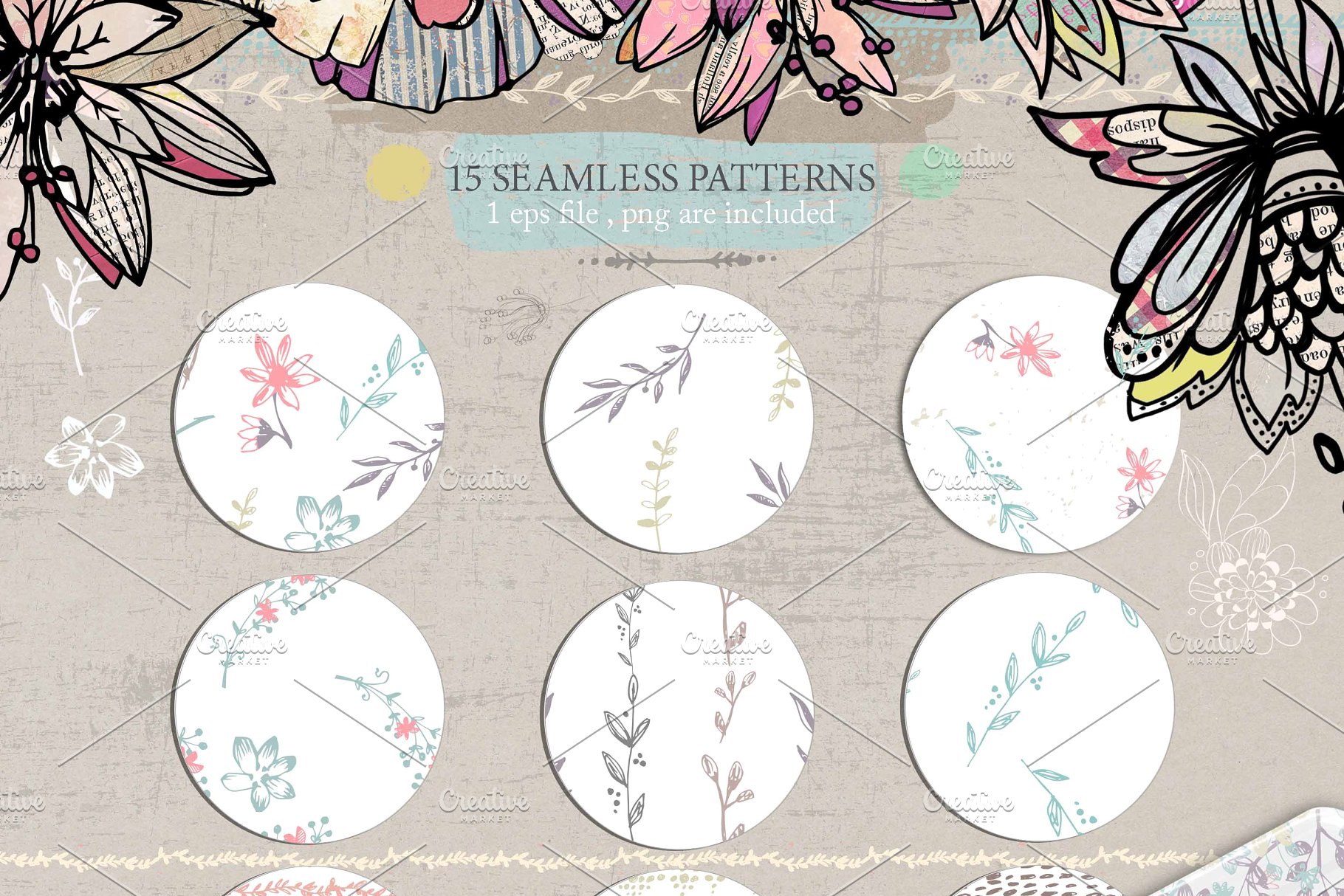 极力推荐：超级矢量花卉素材库 VECTOR LAB "FLORAl&VINTAGE"插图(10)