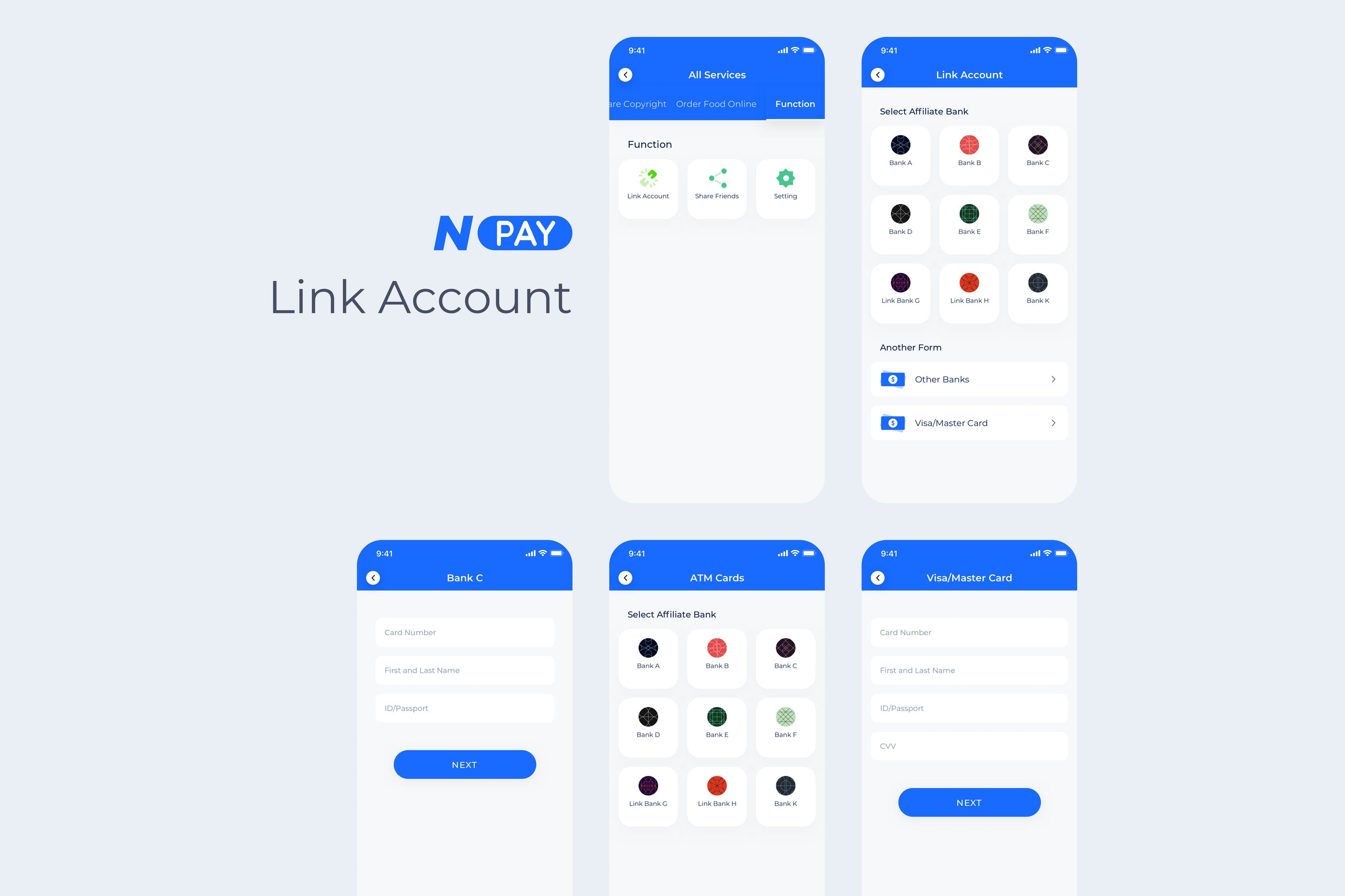 电子钱包APP应用UI设计之银行卡绑定管理界面设计模板 Link Account – Wallet Mobile UI – N插图
