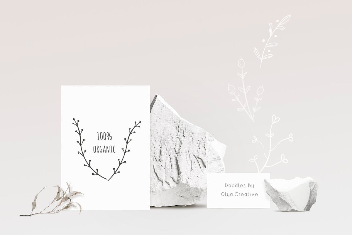 涂鸦风格手绘花卉素材集v2 Hand Drawn Floral Doodles Vol.2插图(3)