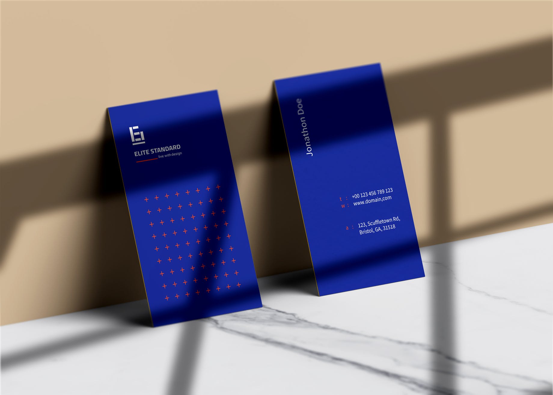 十字底纹单色设计风格高端名片模板 creator Business card插图(4)