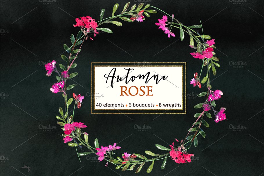 粉色红色花卉水彩剪贴画 Pink Watercolor Florals Clipart插图(4)