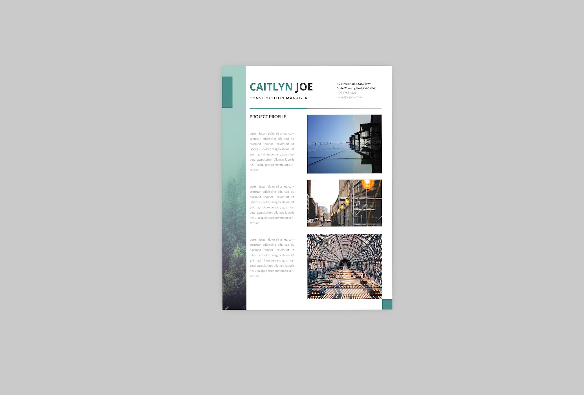 建筑设计师个人简历模板下载 Constructive Resume Designer插图(3)