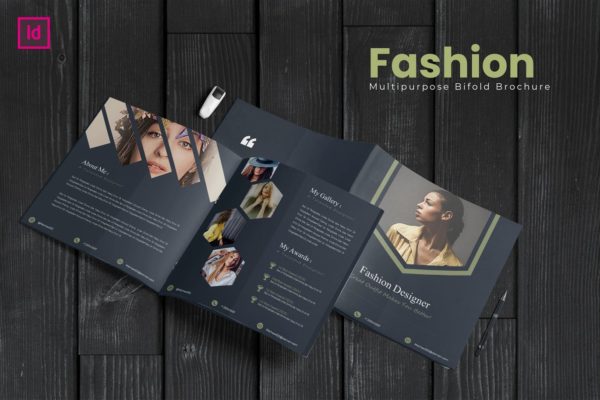 时尚行业主题三折页宣传单设计模板 Bifold Fashion Square Template