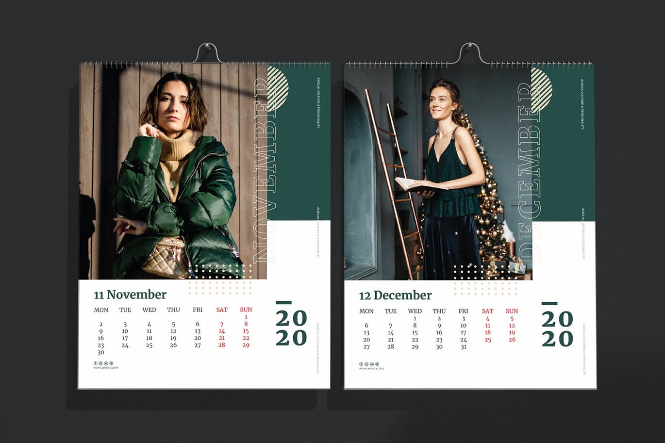 2020年时尚挂墙日历表设计模板 Amelia – Fashion Wall Calendar 2020插图(6)