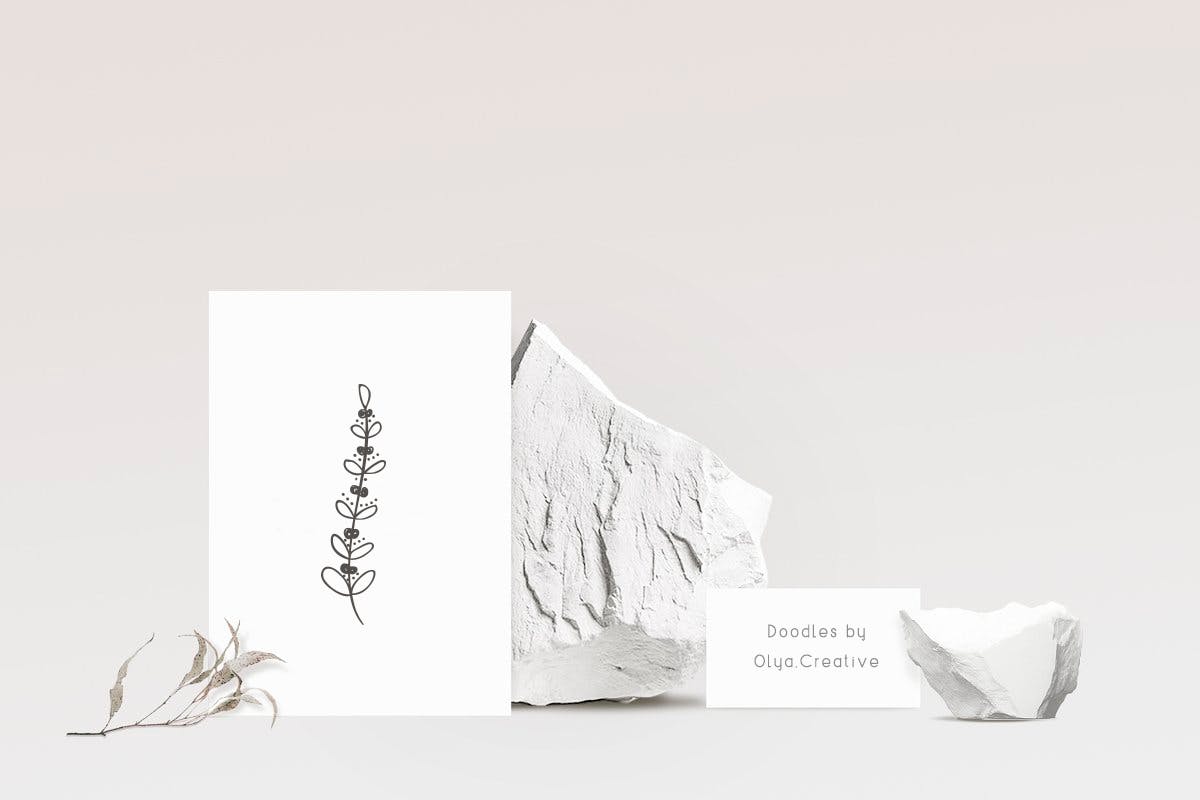 手绘花卉涂鸦装饰元素素材 Hand Drawn Floral Doodles插图(3)