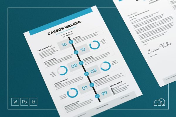 对称式排版电子简历模板 Carson – Resume/CV