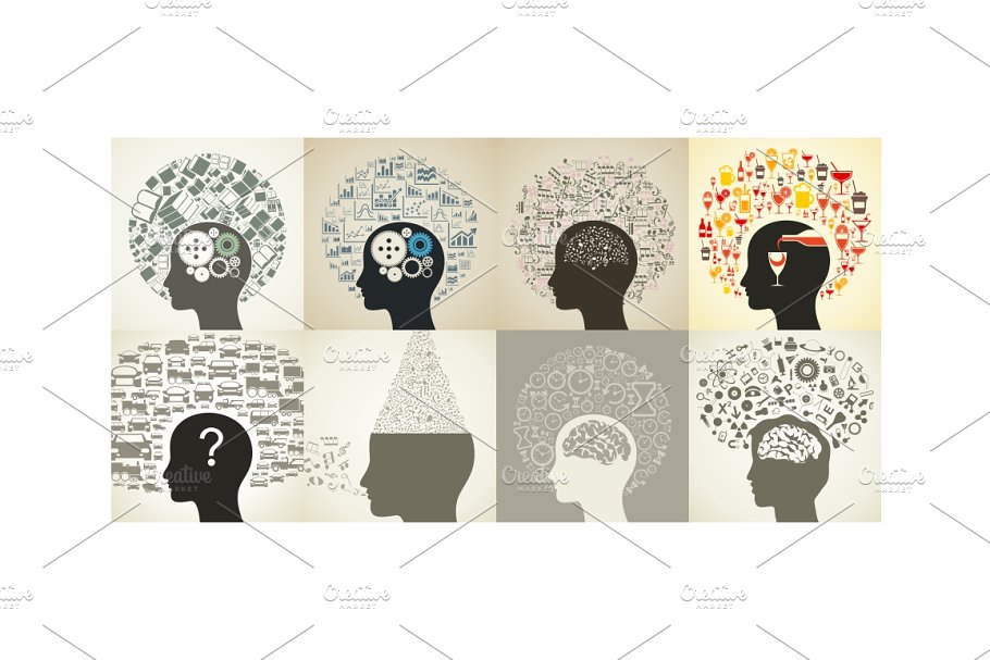 24个抽象头脑风暴插图集 Circle a head插图(1)