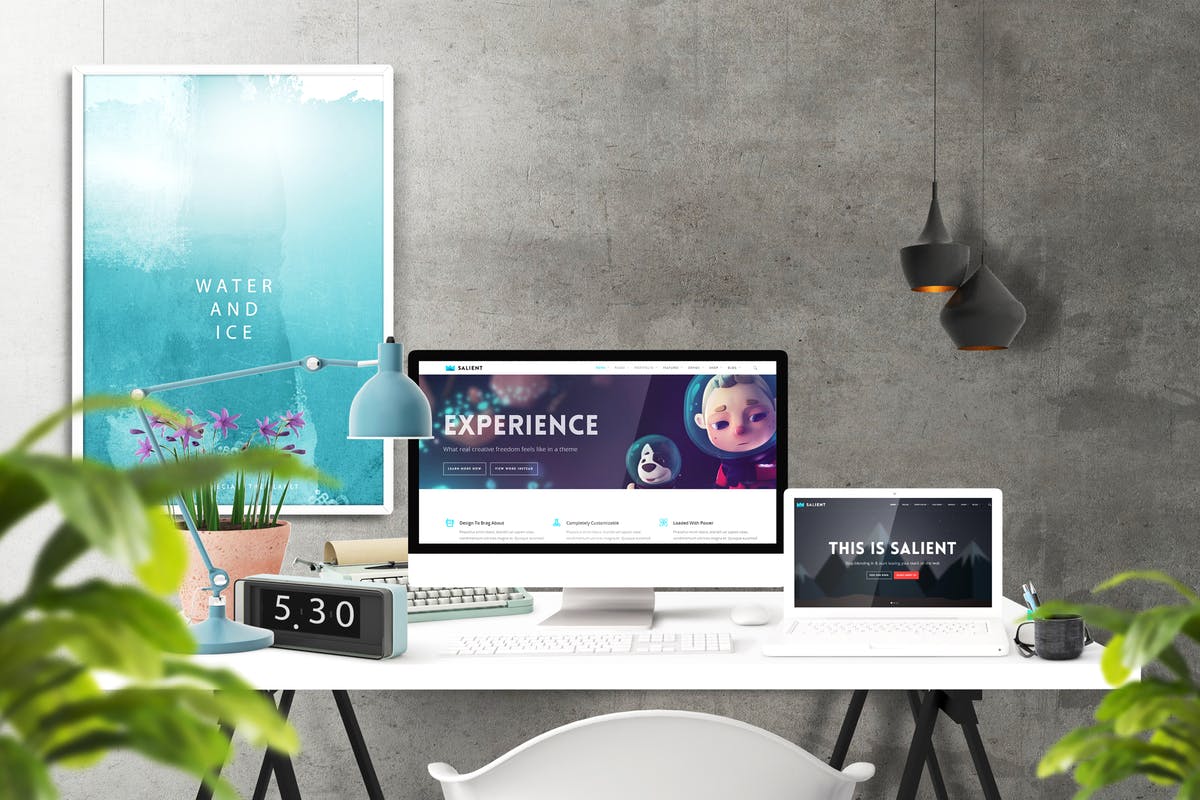 办公场景油画艺术品照片框架样机 Frame Creator Mockups插图