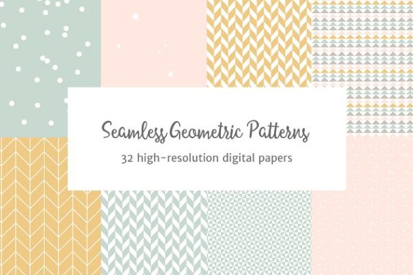 粉彩几何图案无缝纹理 Seamless Pastel Geometric Patterns