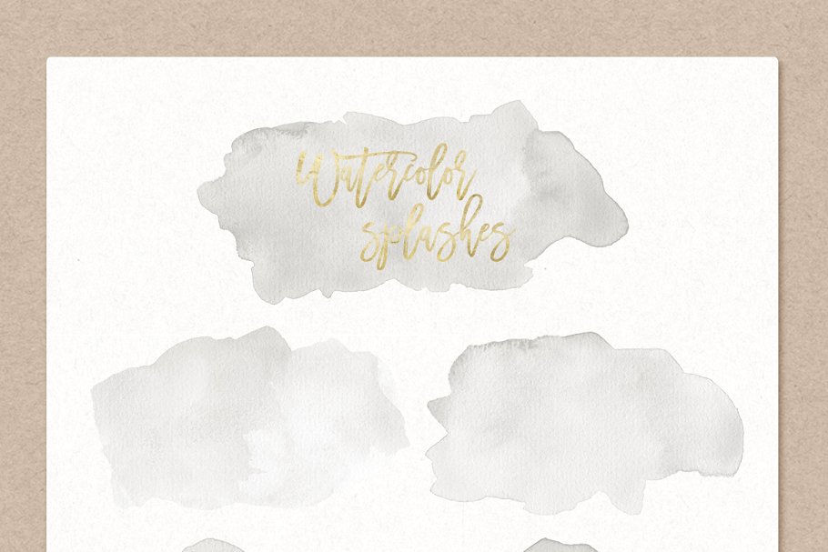 灰色飞溅水彩纹理 Watercolor Splashes & Textures Gray插图(1)