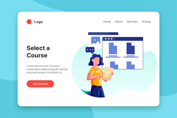 网络课堂矢量素材库精选概念插画设计素材v1 Online E-learning Illustration concept