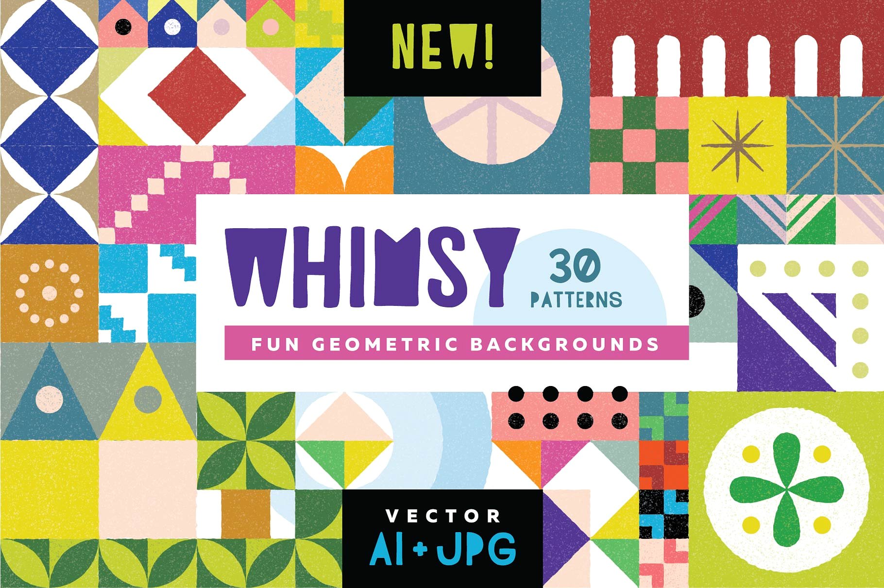 异形多彩几何图案纹理 Whimsy Geometric Pattern Bundle插图