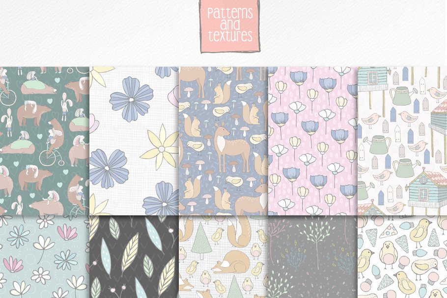 可爱森林剪切画、纹理&图案 Cute Forest Collection Pro插图(3)