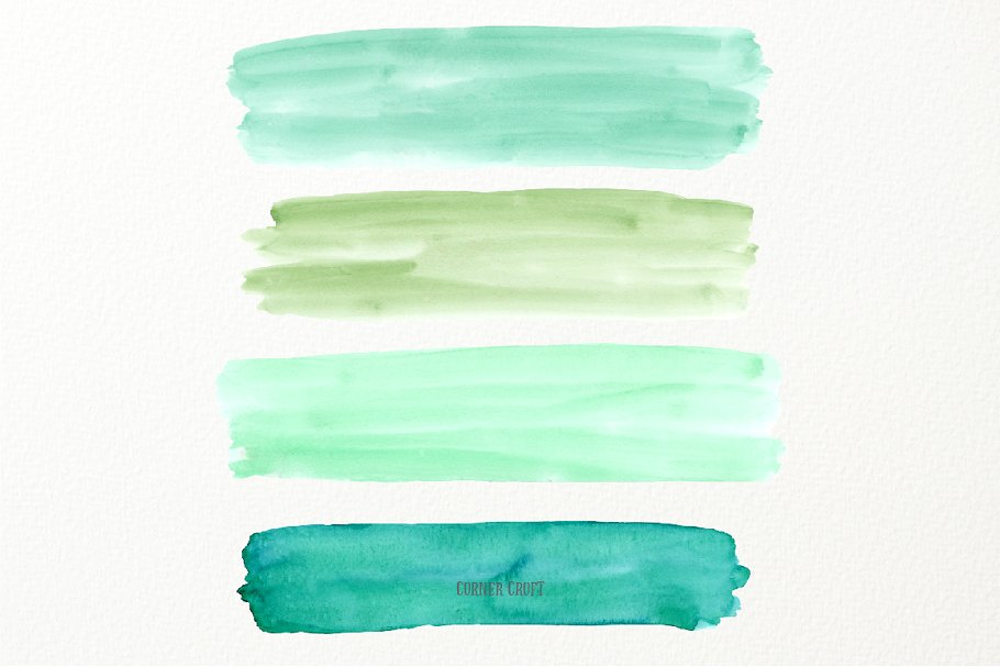 绿色田野小清新水彩画笔纹理 Watercolor Brush Strokes Green Field插图(2)