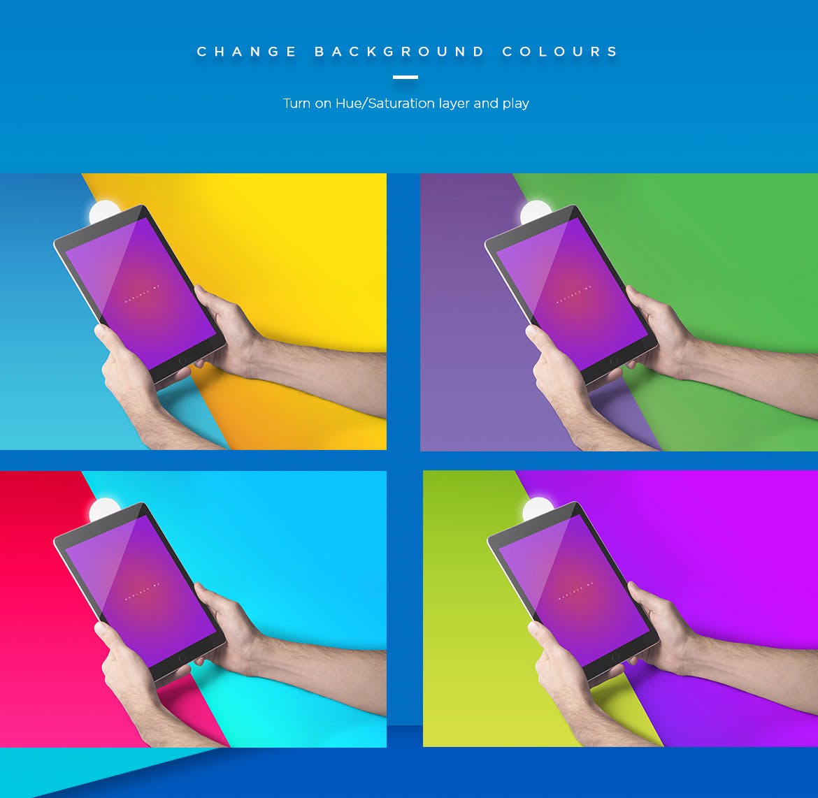 iPad平板电脑APP&Web设计效果图预览样机 iPad Tablet UI Mockups – Vivid Backgrounds Vol.2插图(6)