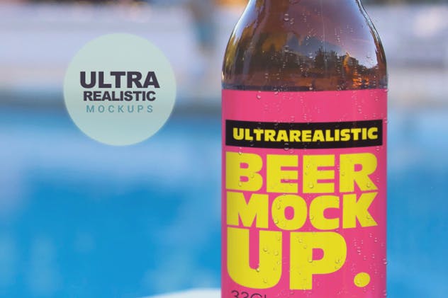 福门特拉岛休闲俱乐部泳池场景啤酒瓶样机 Formentera Lounge Club Pool插图(2)