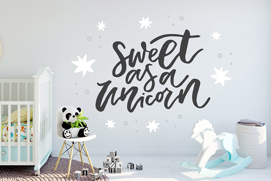 魔术独角兽剪贴图与文字素材 Unicorn Magic: clipart & lettering插图(9)
