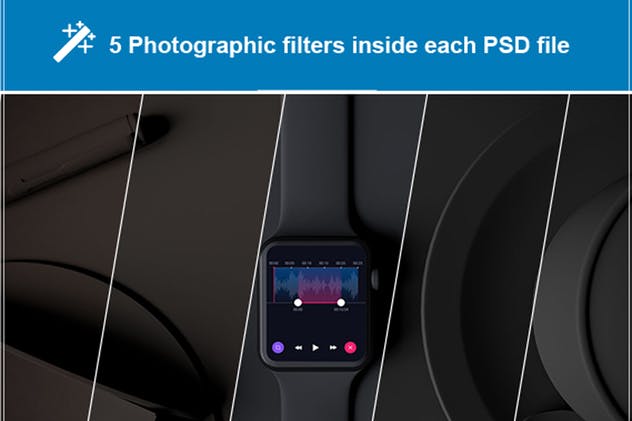 时尚深色Apple智能手表样机模板 Dark Apple watch插图(7)