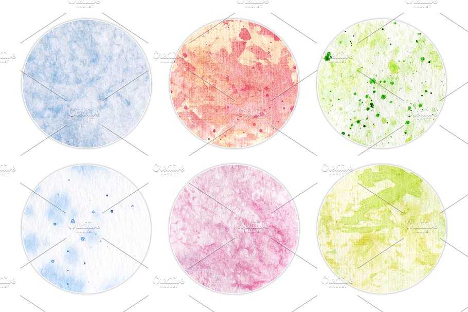 6款手绘水彩纸张纹理 Set of watercolor textures插图(1)