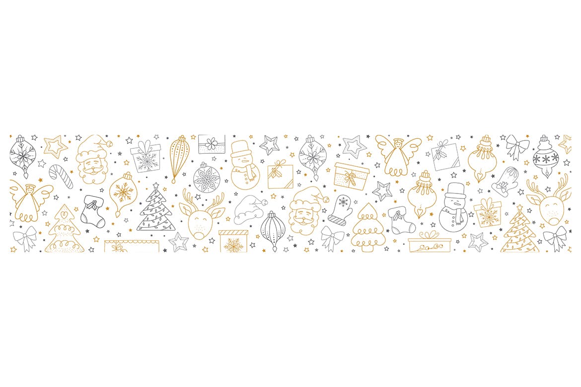 不同圣诞元素组合圣诞主题横幅Banner矢量设计 Christmas Banner with different Christmas Elements插图(1)