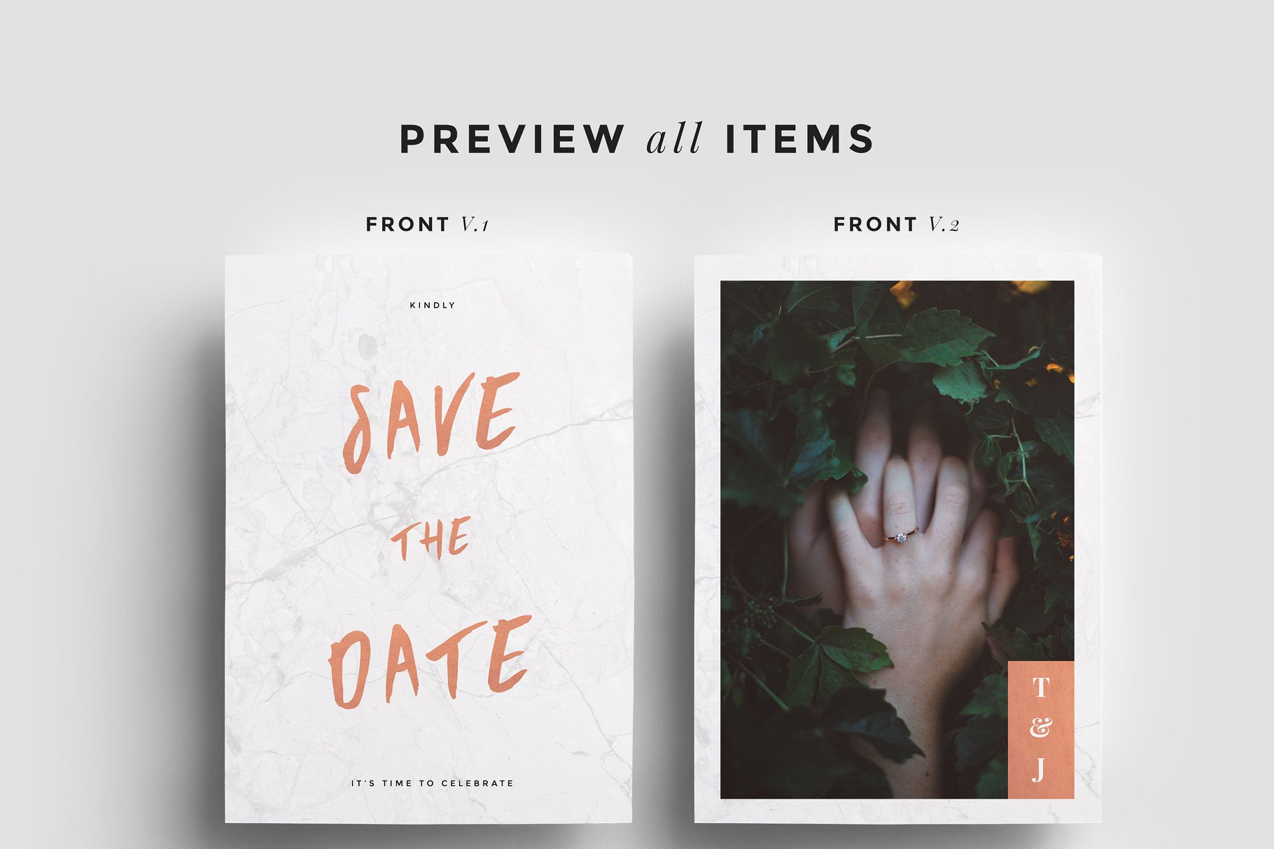 精致简约大理石背景婚礼设计物料模板 Minimal Marble Wedding Collection插图(3)