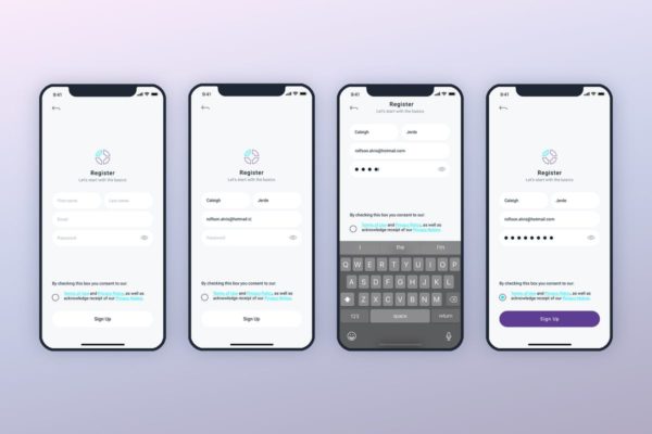 极简设计风格APP登陆页面UI设计模板 SignIn SignUp Mobile Ui – FP